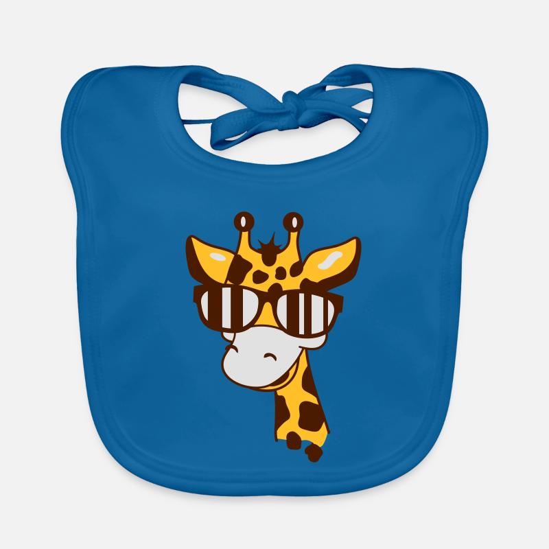 Giraffe mit einer coolen Sonnenbrille - Baby Bio-Lätzchen - Pfauenblau