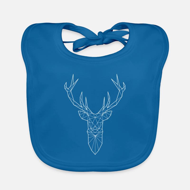 Deer head in triangle design (white) Organic Baby Bibs