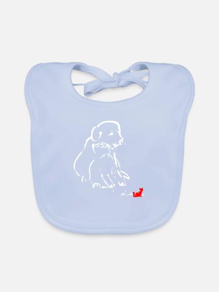 DOG AND CAT - Organic Baby Bibs - sky blue - Front