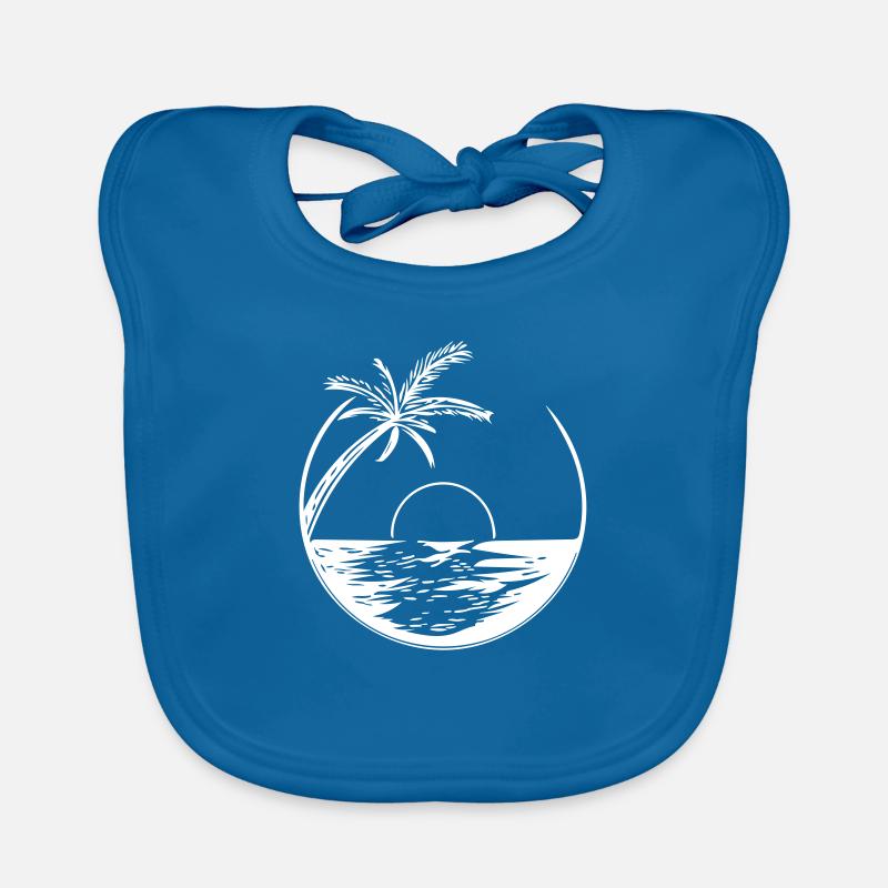Coucher de soleil avec palme - Vector Style Bavoir bio Bébé
