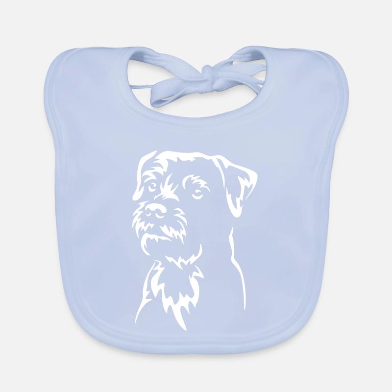 Border Terrier Kopf "Black Edition" Baby Bio-Lätzchen