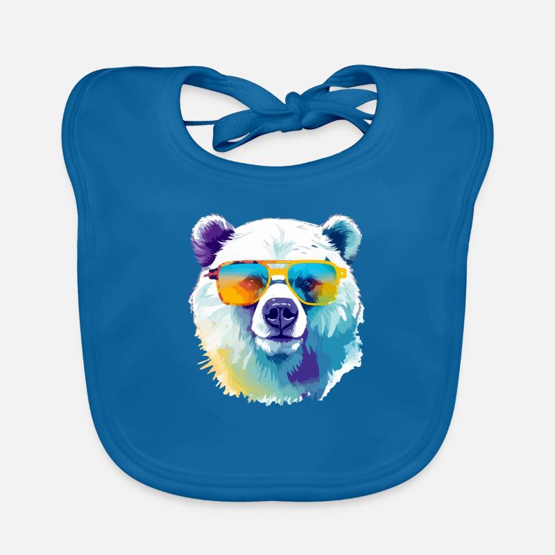 Bruce l'ours polaire - Bavoir bio Bébé - bleu paon
