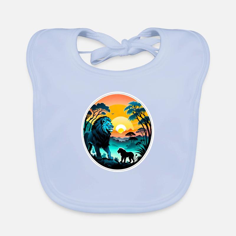 Lion, Lion Cub and Jungle Organic Baby Bibs