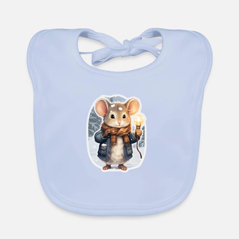 Modern mouse in winter Organic Baby Bibs