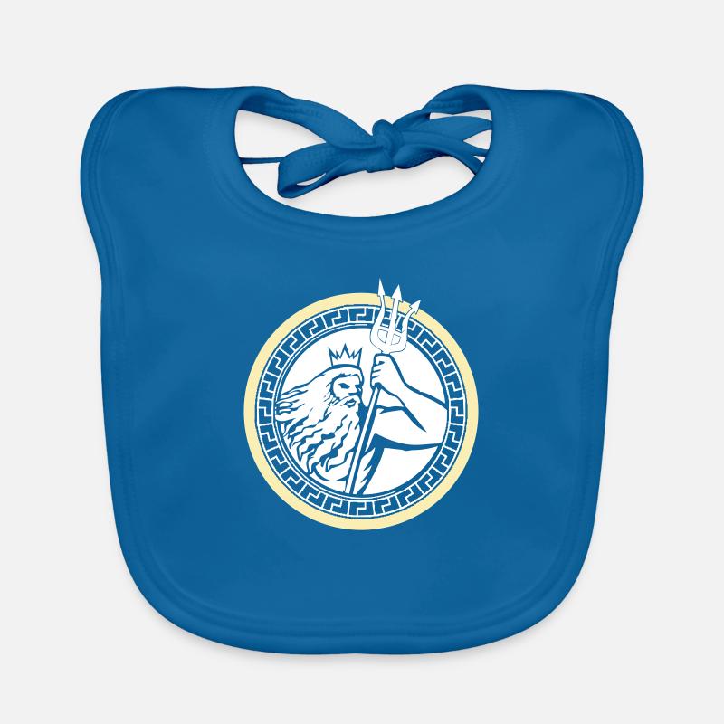Poséidon Triton - Bavoir bio Bébé - bleu paon