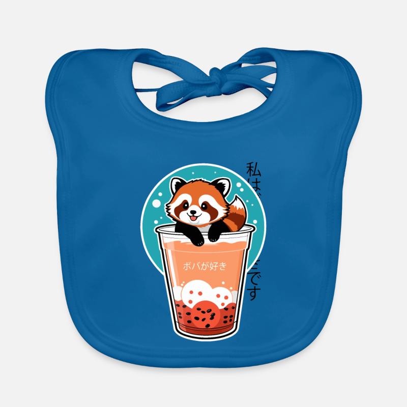 Kawaii Roter Panda im Bubble Tea – Boba Design Baby Bio-Lätzchen