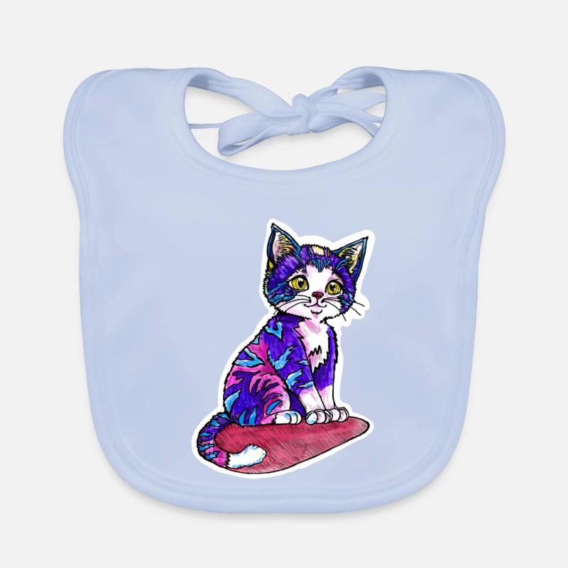 Petit chat à la fourrure violette Bavoir bio Bébé