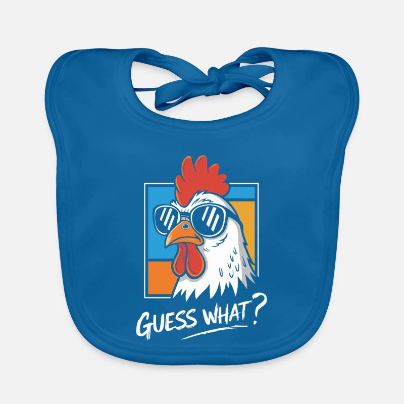 Coq drôle avec impression de lunettes de soleil - Bavoir bio Bébé - bleu paon