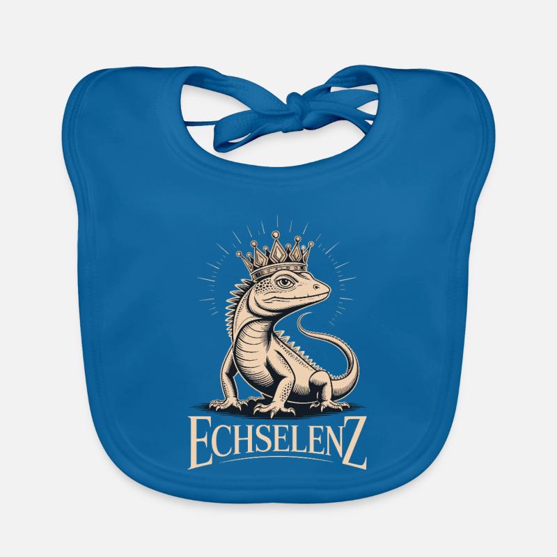 Echselenz Lustige Echse - Baby Bio-Lätzchen - Pfauenblau