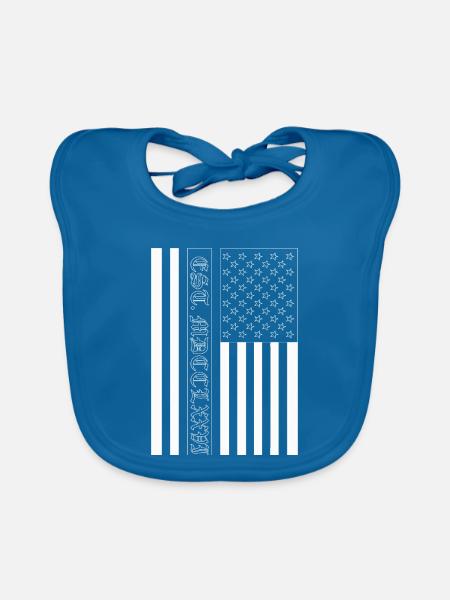 Est. MDCCLXXVI USA Flag - Organic Baby Bibs - peacock-blue - Front