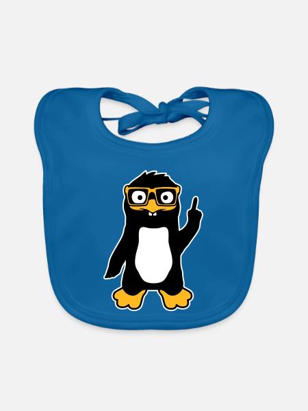 Penguin Geek Lunettes Index Lus Arrogant - Bavoir bio Bébé - bleu paon - Devant