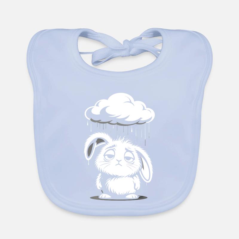 Sad Bunny - Un design mignon en nuage de pluie Bavoir bio Bébé