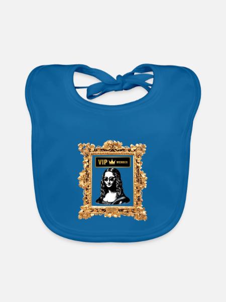 VIP Mona Lisa Luxusrahmen - Baby Bio-Lätzchen - Pfauenblau - Vorne