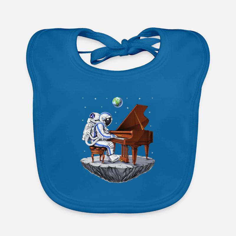 Space Astronaut Pianist Organic Baby Bibs