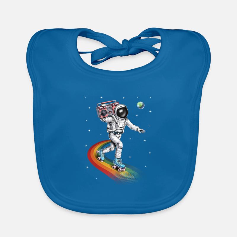 Astronaut Roller Skating Organic Baby Bibs