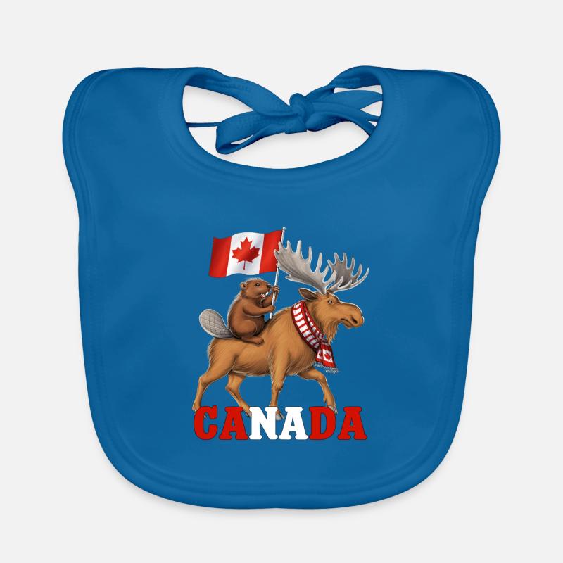 Canada Beaver Riding Moose COMPLET Bavoir bio Bébé