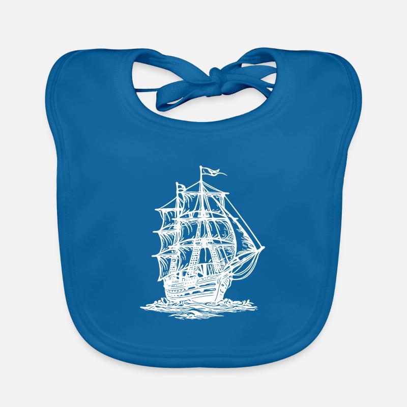 Old sailing ship with two masts under sail Organic Baby Bibs
