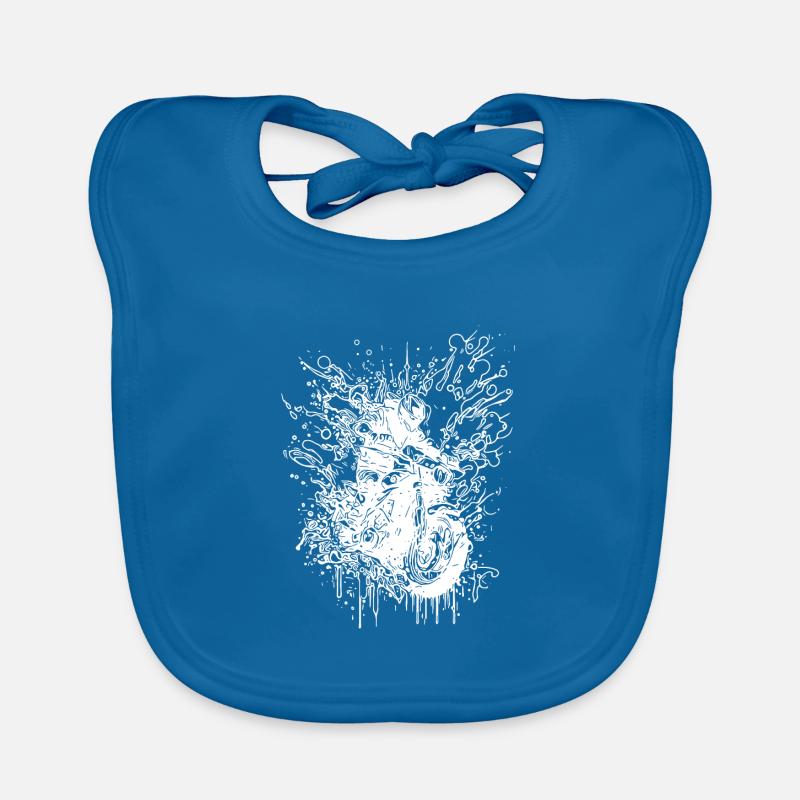 Motorcycle Off-Road Tattoo Splash Style Organic Baby Bibs
