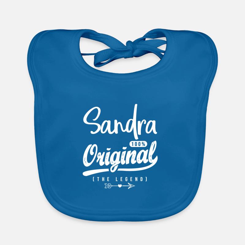 Sandra ORIGINAL personalisiertes Mädchen sandra Shirt - Baby Bio-Lätzchen - Pfauenblau