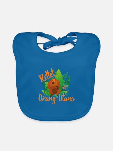 Rettet die Orang-Utans - Baby Bio-Lätzchen - Pfauenblau