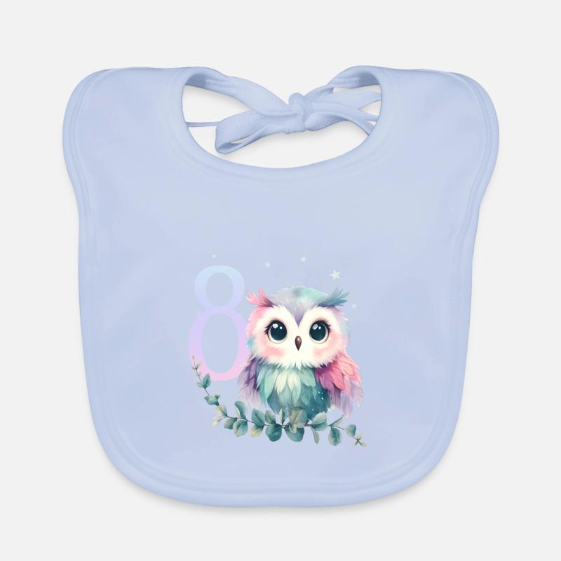 Geburtstag 8 Eule Achter Geburtstag Mädchen 8 Jahr Baby Bio-Lätzchen