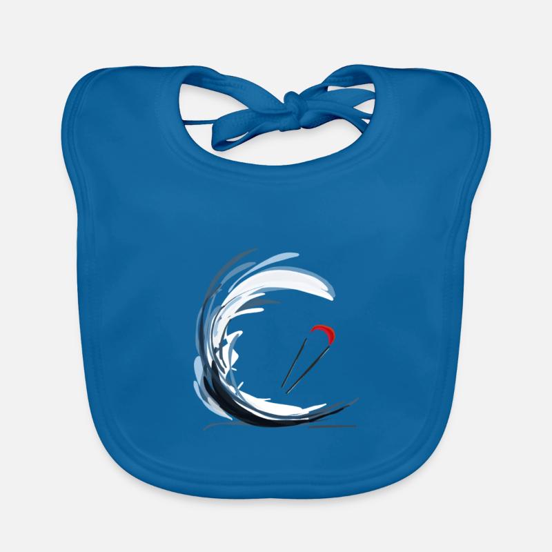 Kitesurf sur les vagues - Bavoir bio Bébé - bleu paon