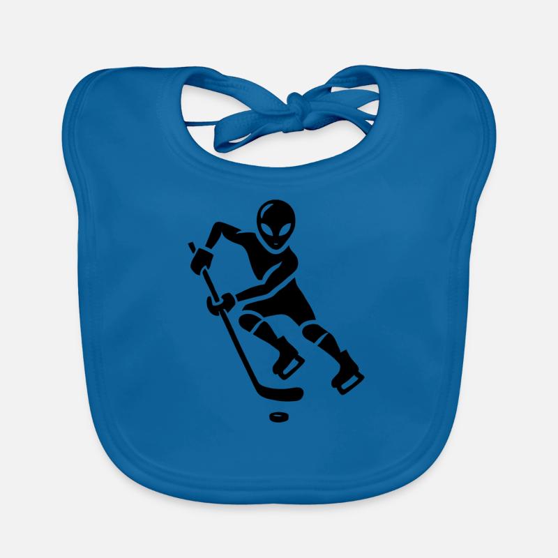 Alien Eishockeyspieler Silhouette minimalistisch Baby Bio-Lätzchen