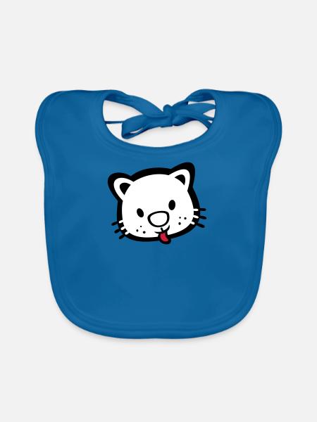 süßes Kätzchen Katze - Baby Bio-Lätzchen - Pfauenblau - Vorne