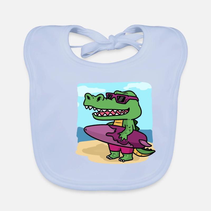 C'est le temps de surf de Crocodile C'est Crocodiles Sur Bavoir bio Bébé