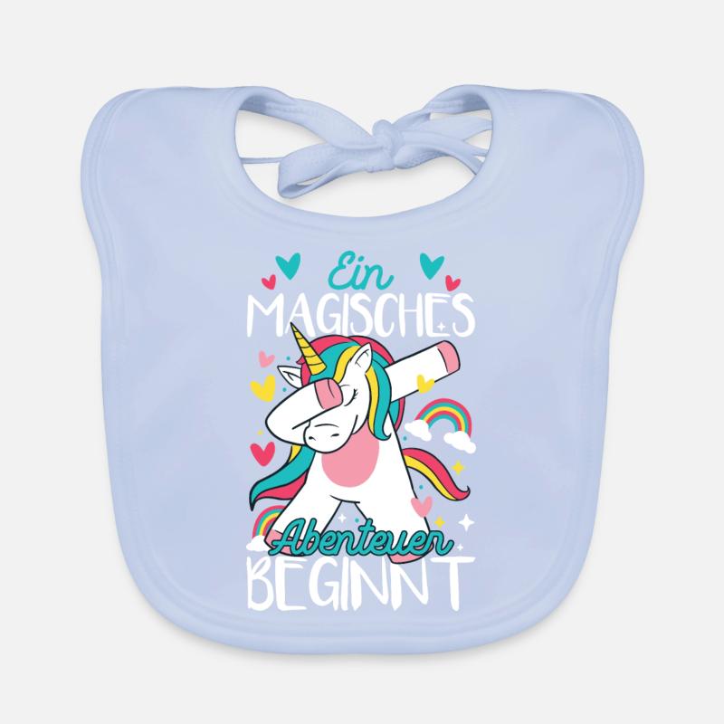 Süßes Einhorn Mädchen Schulkind Einschulung Baby Bio-Lätzchen