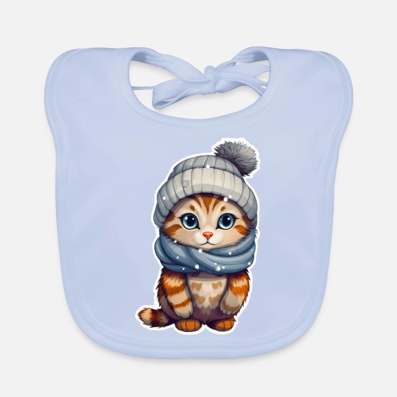 chat mignon avec chapeau et écharpe Bavoir bio Bébé