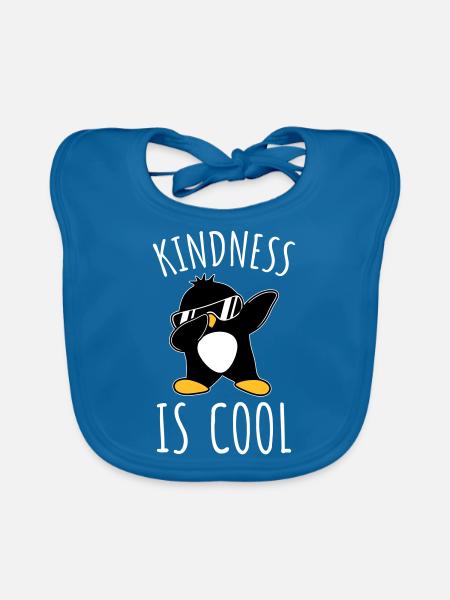 La gentillesse est cool dabbing dab danse geste pingouin - Bavoir bio Bébé - bleu paon - Devant