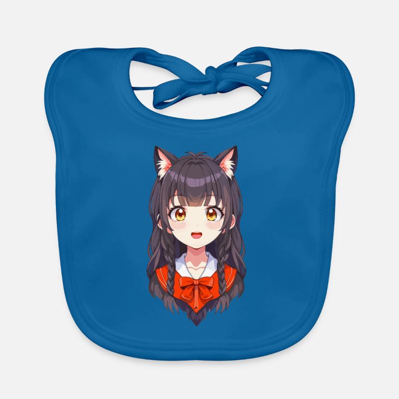 Manga Mädchen - Baby Bio-Lätzchen - Pfauenblau
