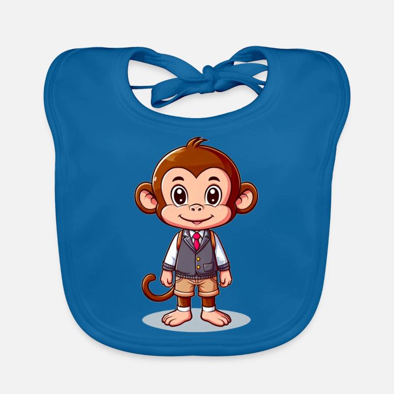 Singe écolier mignon Bavoir bio Bébé