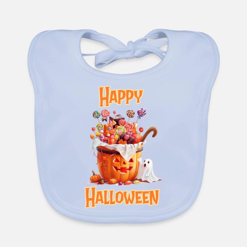 Halloween – Happy Halloween Pumpkin with Candy Organic Baby Bibs