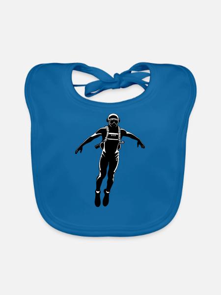 Diver - Hobby / Sport Sticker - Organic Baby Bibs - peacock-blue - Front