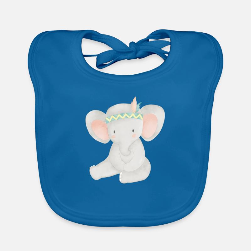 Boho éléphant - Bavoir bio Bébé - bleu paon