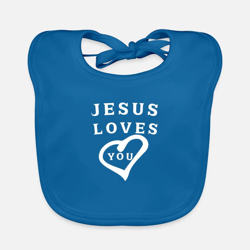 Jésus - Bavoir bio Bébé - bleu paon
