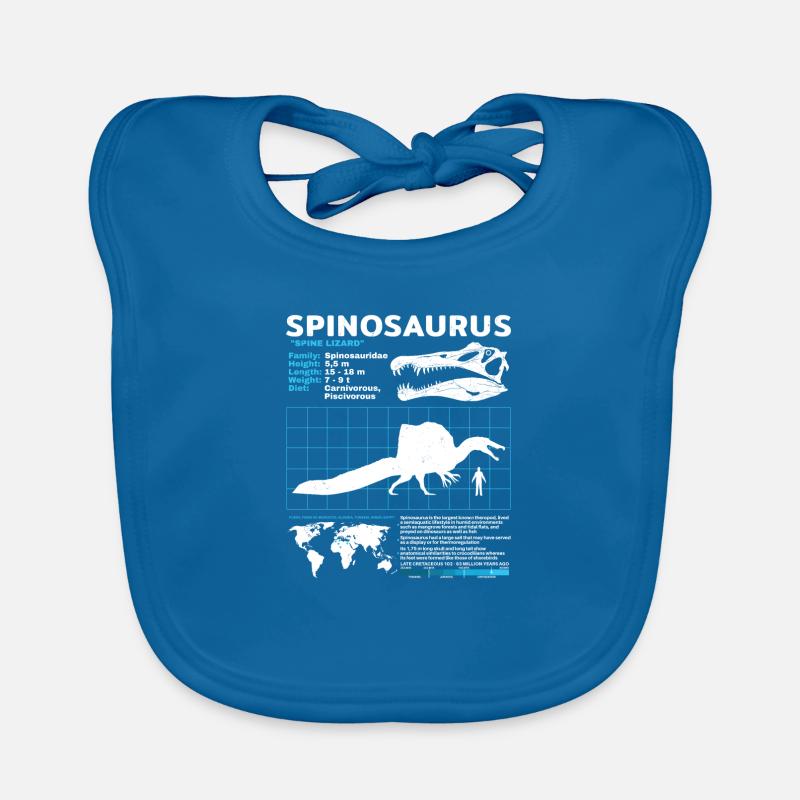 Fiche technique Spinosaurus - Bavoir bio Bébé - bleu paon