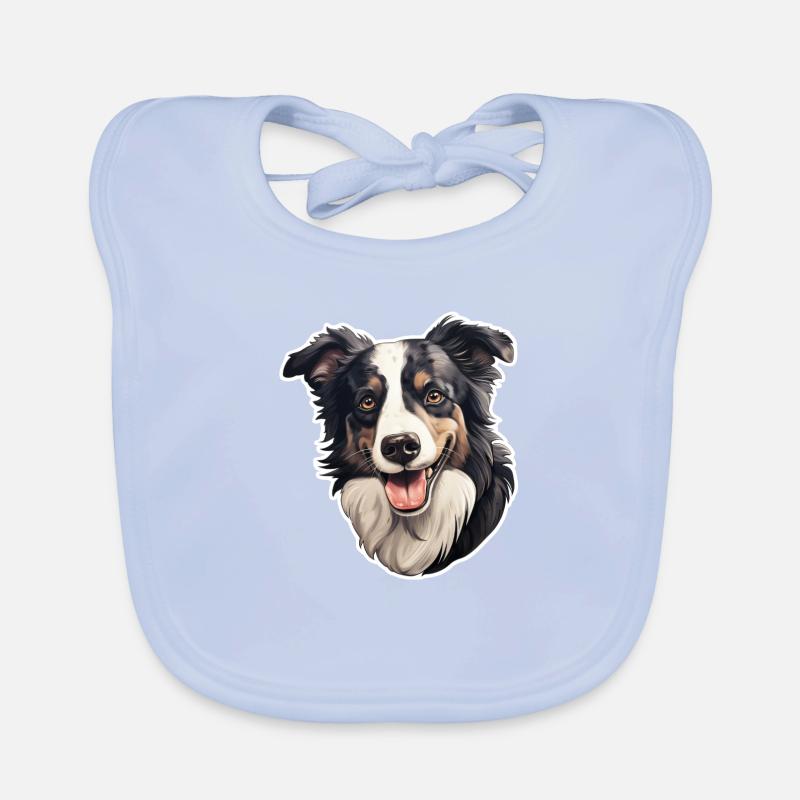 Border Collie Kopf Baby Bio-Lätzchen