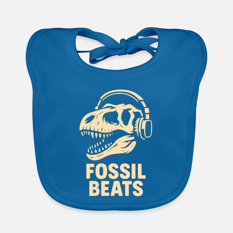 Fossil Beats Dinosaur mit Kopfhörer - Baby Bio-Lätzchen - Pfauenblau