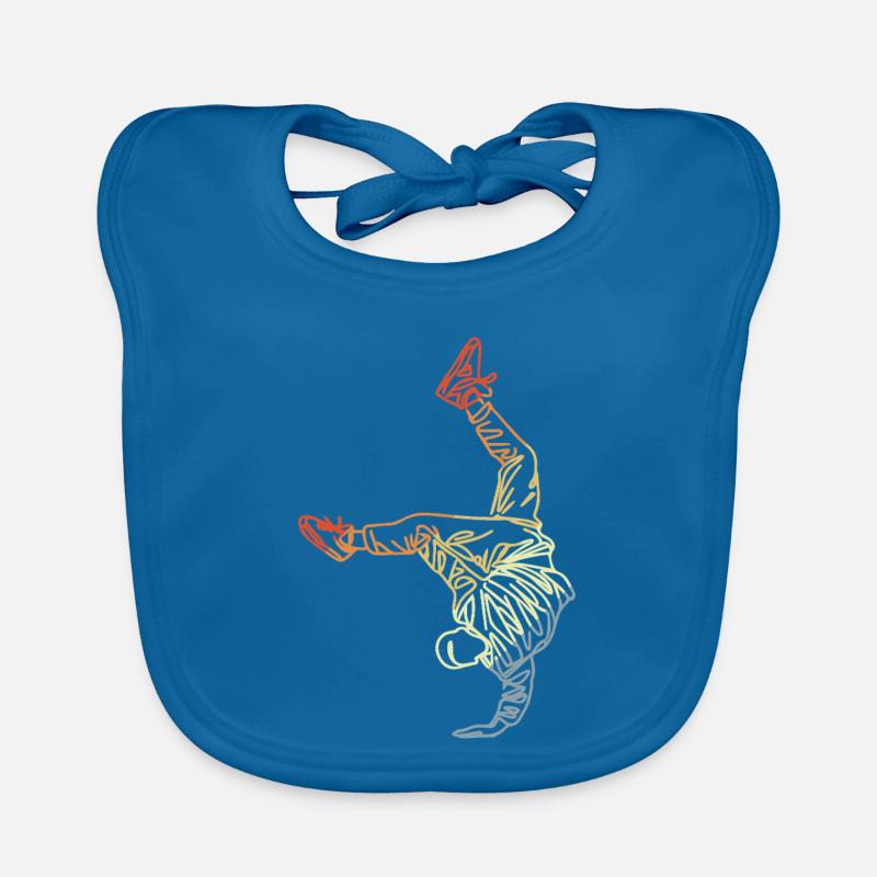 Dessin vintage Breakdancer - Bavoir bio Bébé - bleu paon