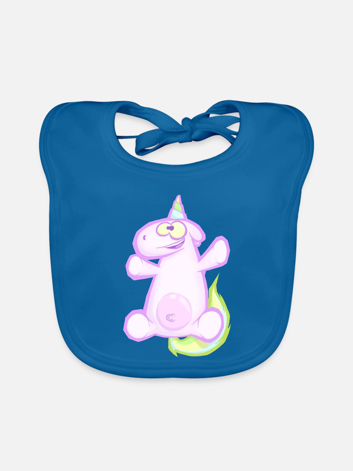 Einhorn - Baby Bio-Lätzchen - Pfauenblau - Vorne