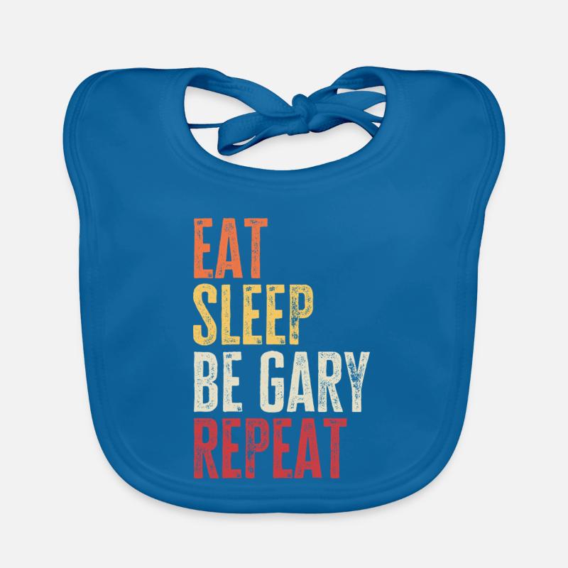 Eat Sleep Be Gary Repeat Retro Name Organic Baby Bibs