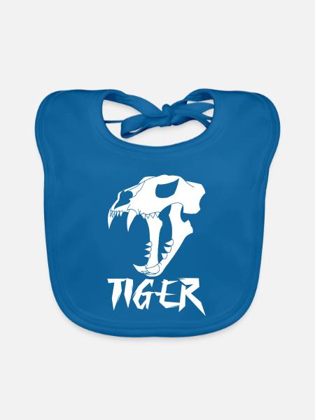Tigerschädel (Weiß) - Baby Bio-Lätzchen - Pfauenblau