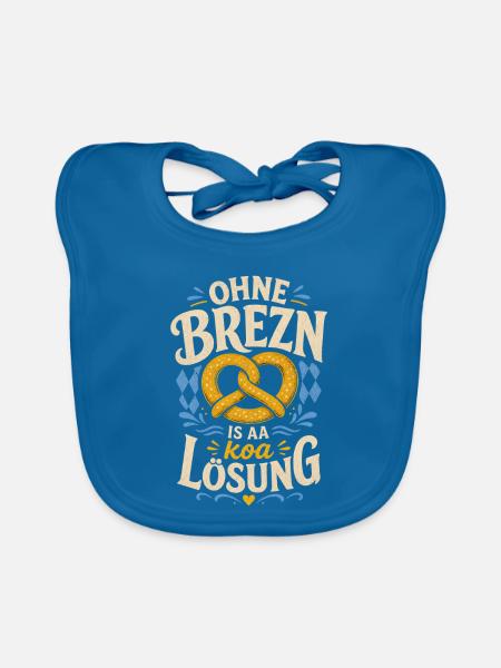 Ohne Brezn is a koa Lösung - Baby Bio-Lätzchen - Pfauenblau - Vorne