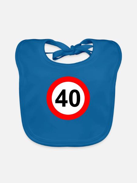 Road sign speed limit 40 - Organic Baby Bibs - peacock-blue - Front