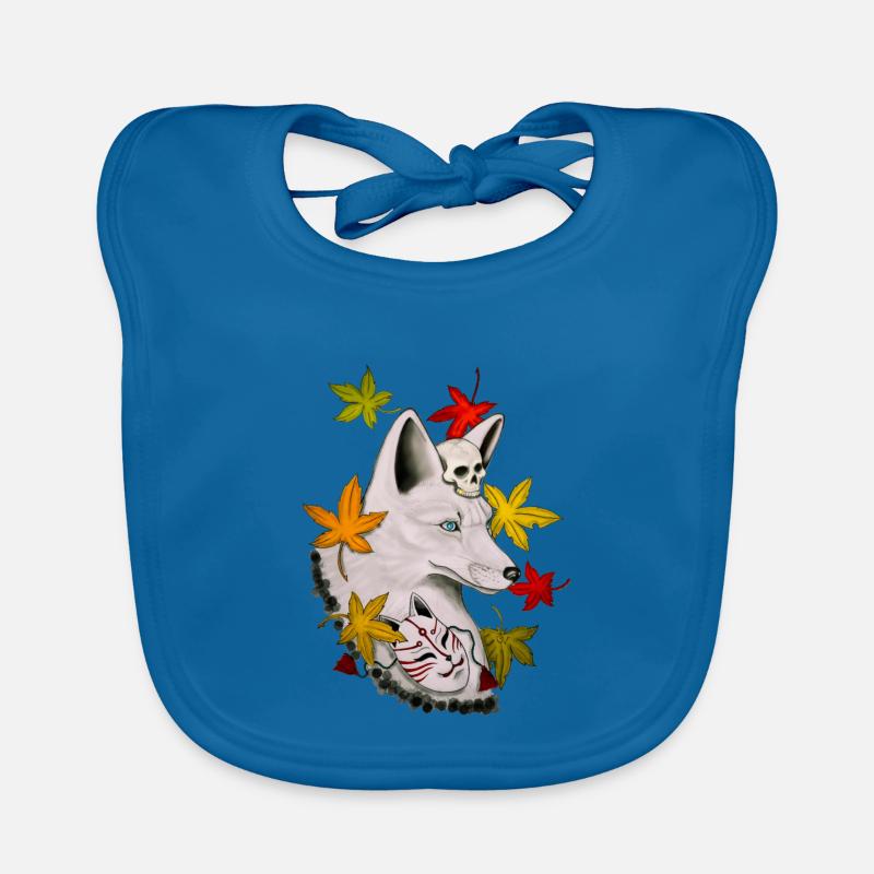 White fox kitsune Organic Baby Bibs