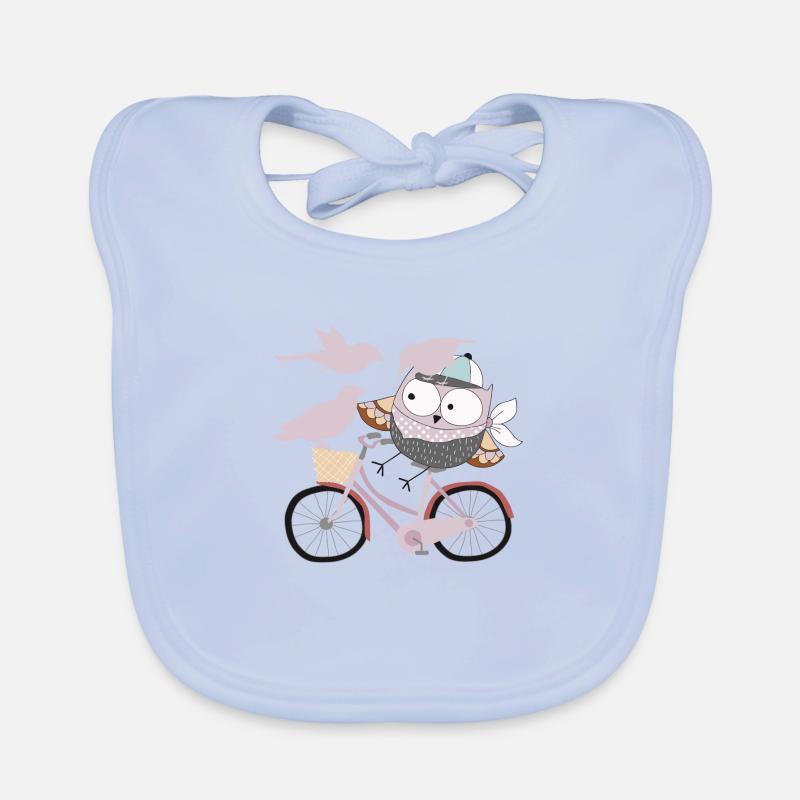 Eule auf Rad mit Vogel Vögel - Baby Bio-Lätzchen