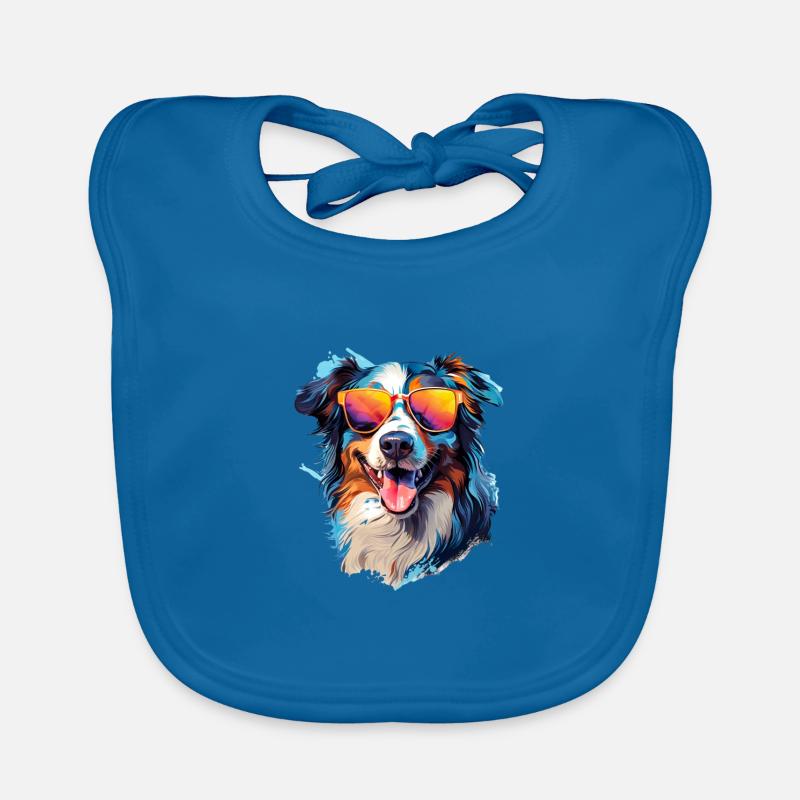 Austrailianischer Schäferhund mit Sonnenbrille Baby Bio-Lätzchen